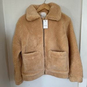 NWT Elodie Teddy Zip Up Jacket Peach sz S